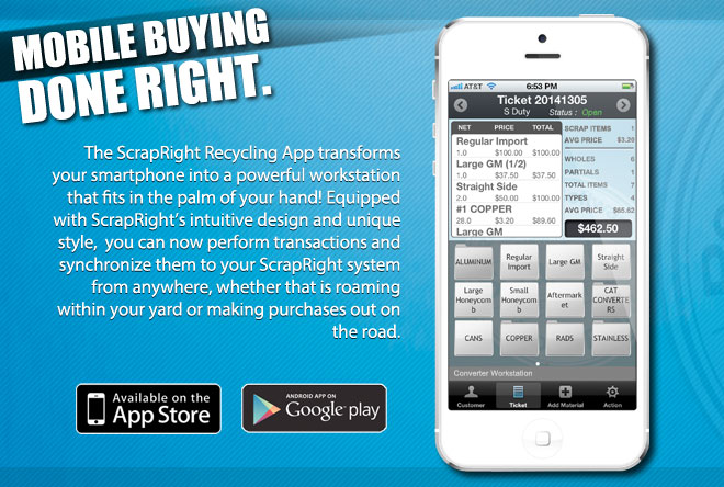 ScrapRight Mobile Apps for recyclers recycling centers scrap yards metal purchasing